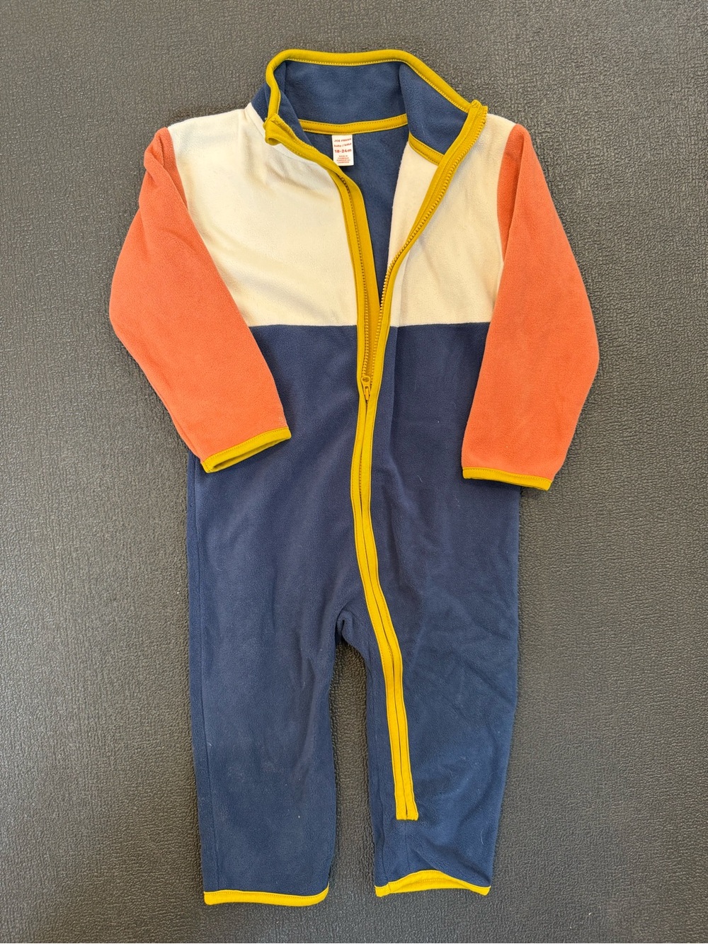 Joe Fresh Navy, Coral & Cream Colorblock Fleece One-Piece